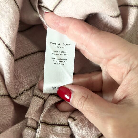 Rag and Bone Nina Tank Jumpsuit in Pinstriped Pink Linen Blend Size 0 - Picture 6 of 7